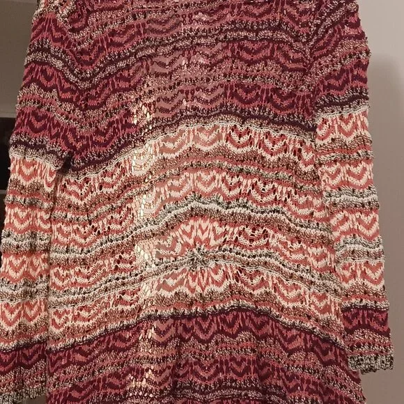 HOT STYLE! Long Bohemian CROCHET CARDIGAN, Medium, Cotton Blend. - Picture 4 of 5